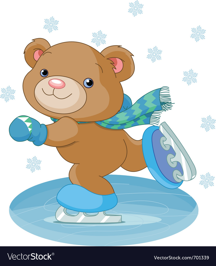 Bear on ice skates Royalty Free Vector Image VectorStock