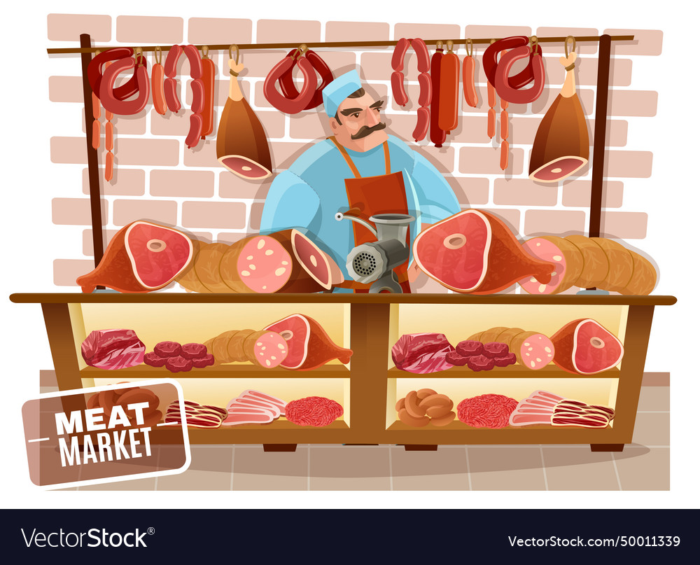 Butcher cartoon Royalty Free Vector Image - VectorStock