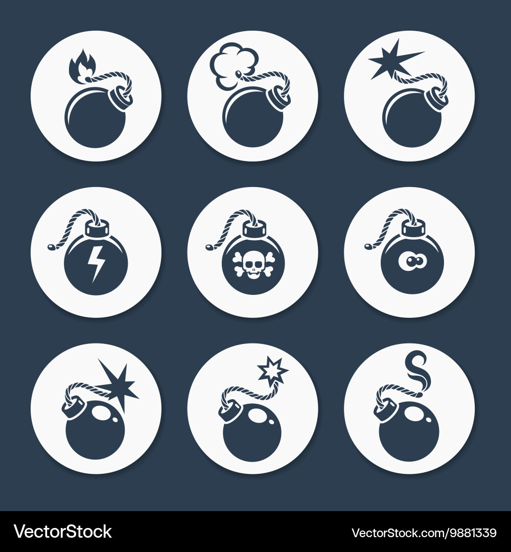 Flat bombs icons set Royalty Free Vector Image