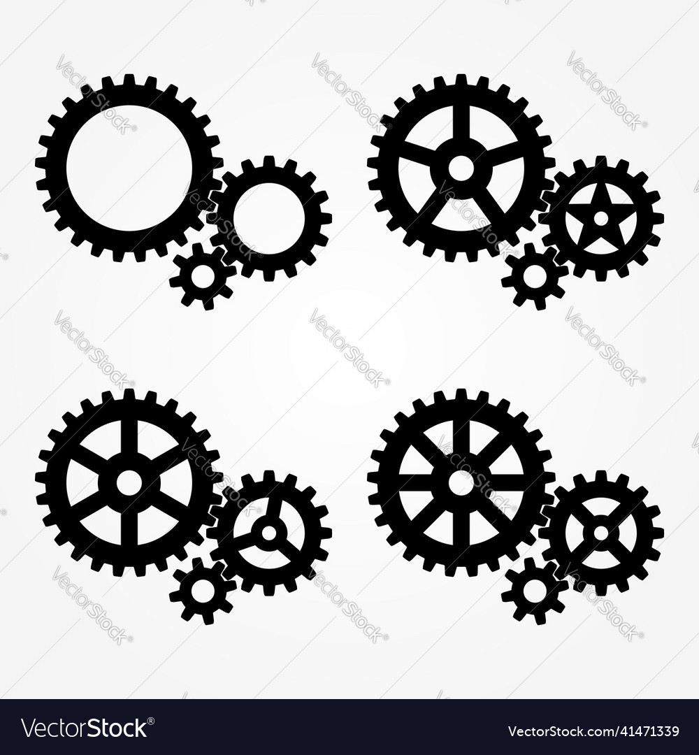 Including mechanical gear sets 4 types Royalty Free Vector