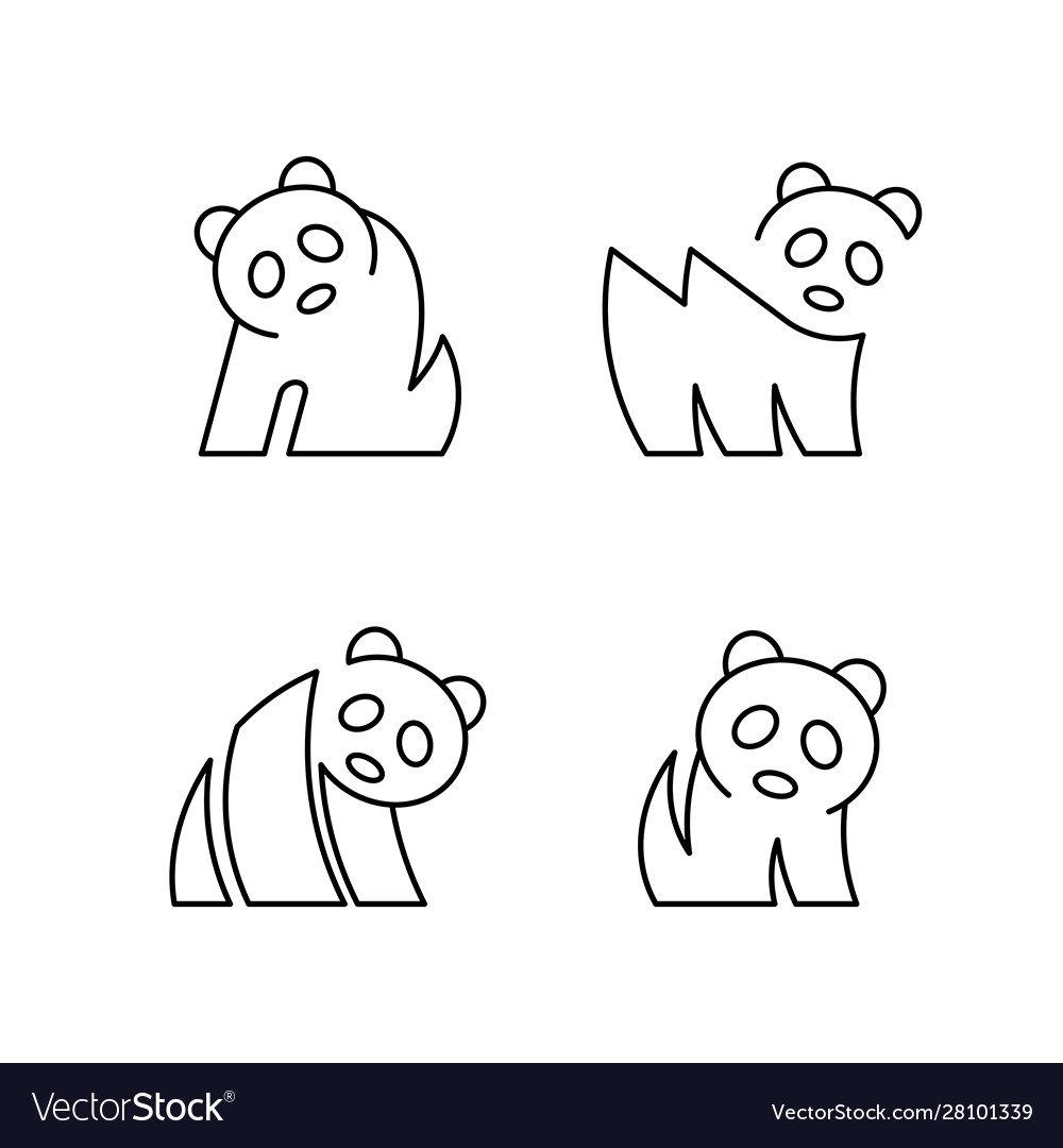 Set pandas line icons Royalty Free Vector Image