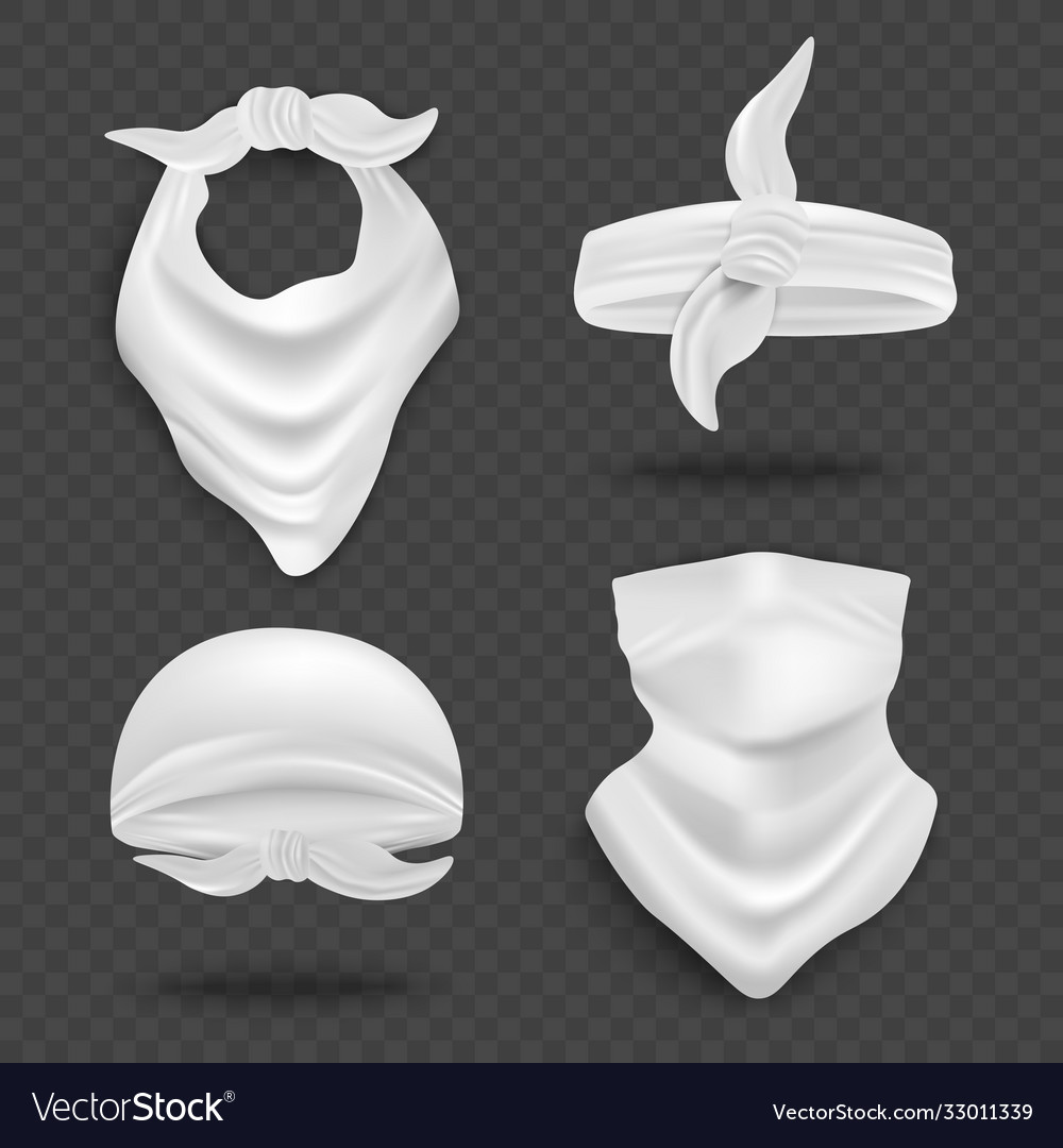 Download White bandana mock up set isolated on dark Vector Image