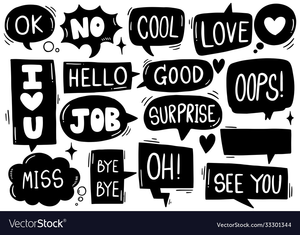 0040 hand drawn background set cute speech Vector Image