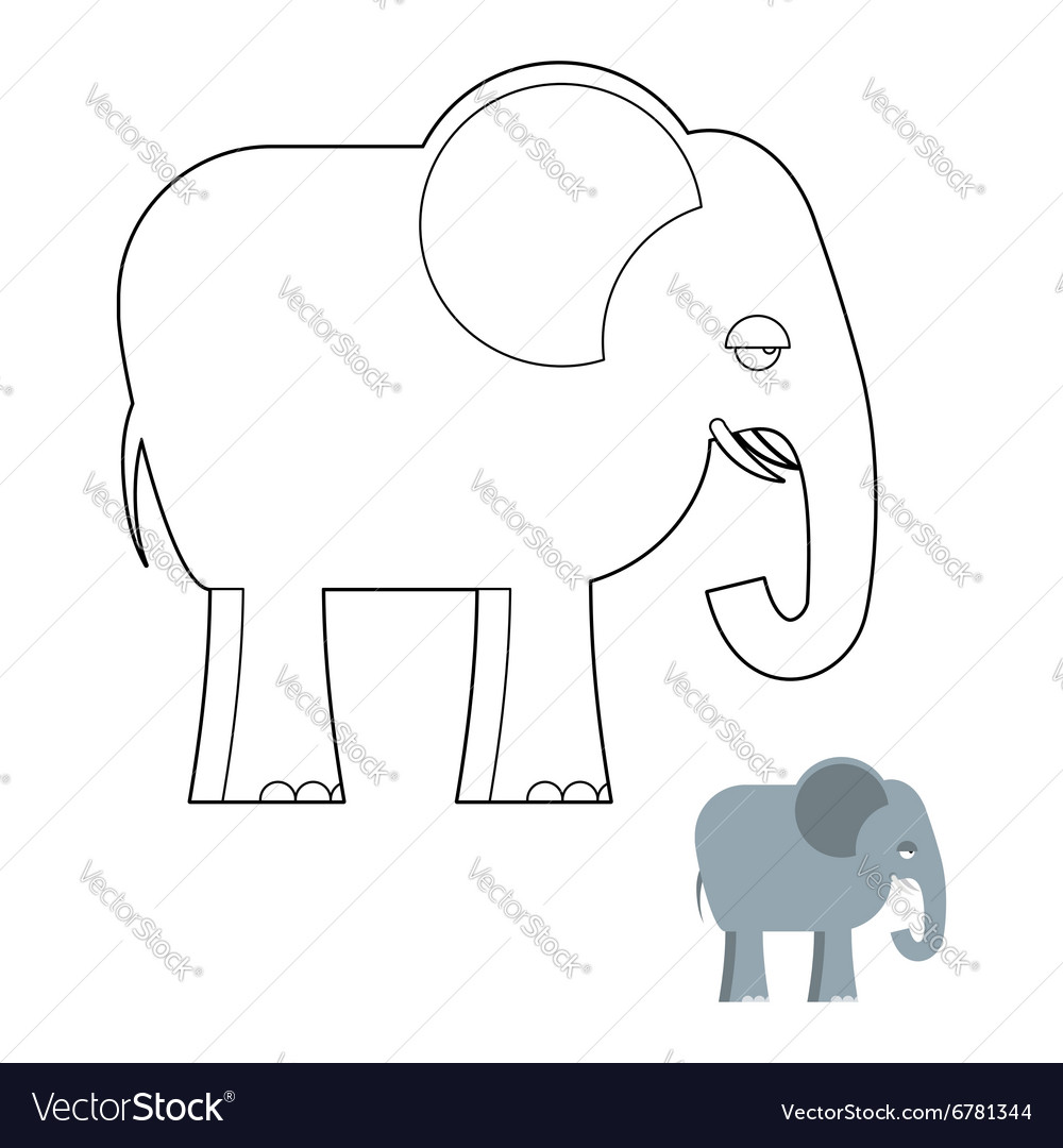 Elephant coloring book big animal jungle Vector Image