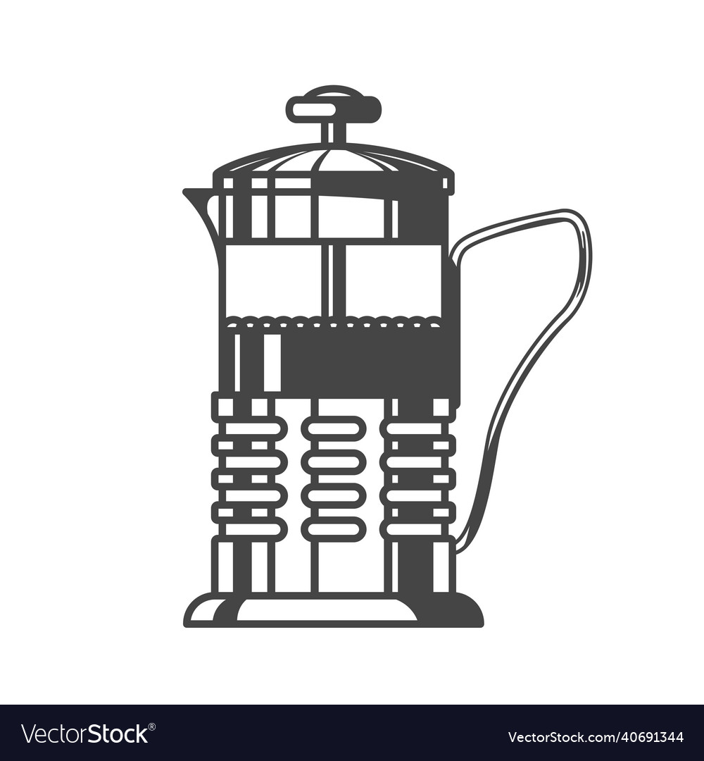 French press tea pot or coffee plunger icon vector image