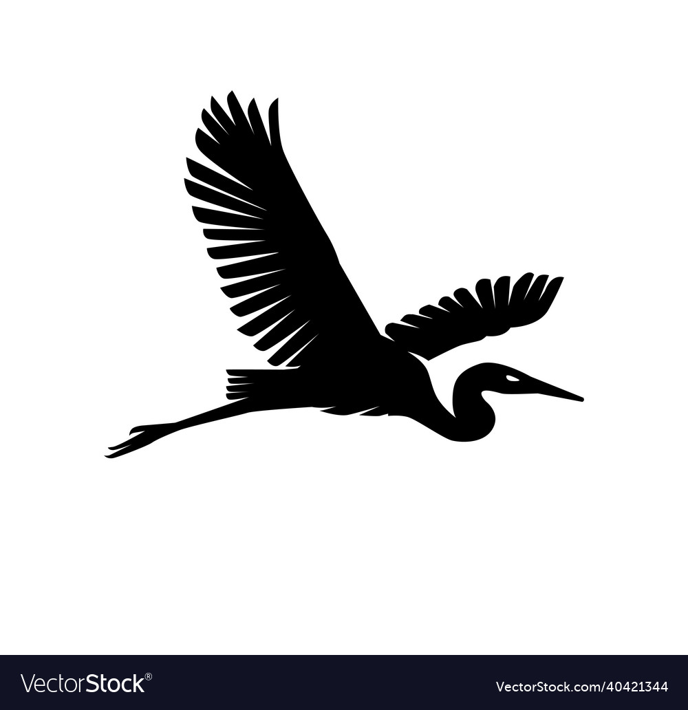 Heron or stork bird silhouettes Royalty Free Vector Image