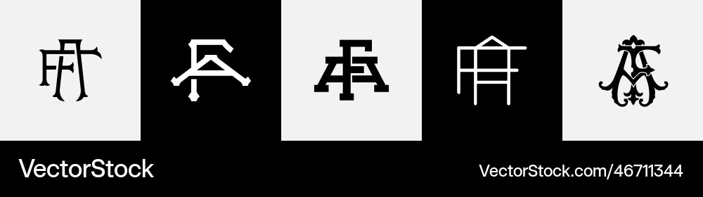 Initial letters fa monogram logo design bundle Vector Image