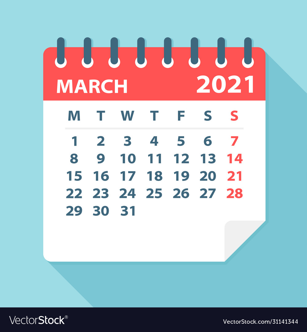 March 21 Calendar Leaf Royalty Free Vector Image