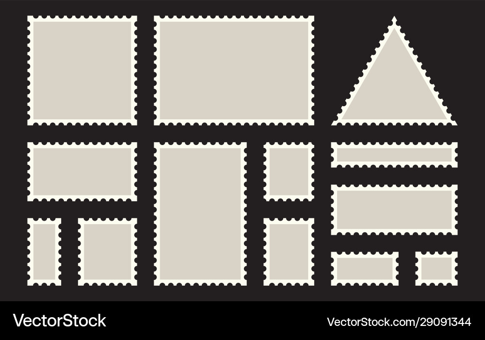 Postage stamps frames blank set Royalty Free Vector Image
