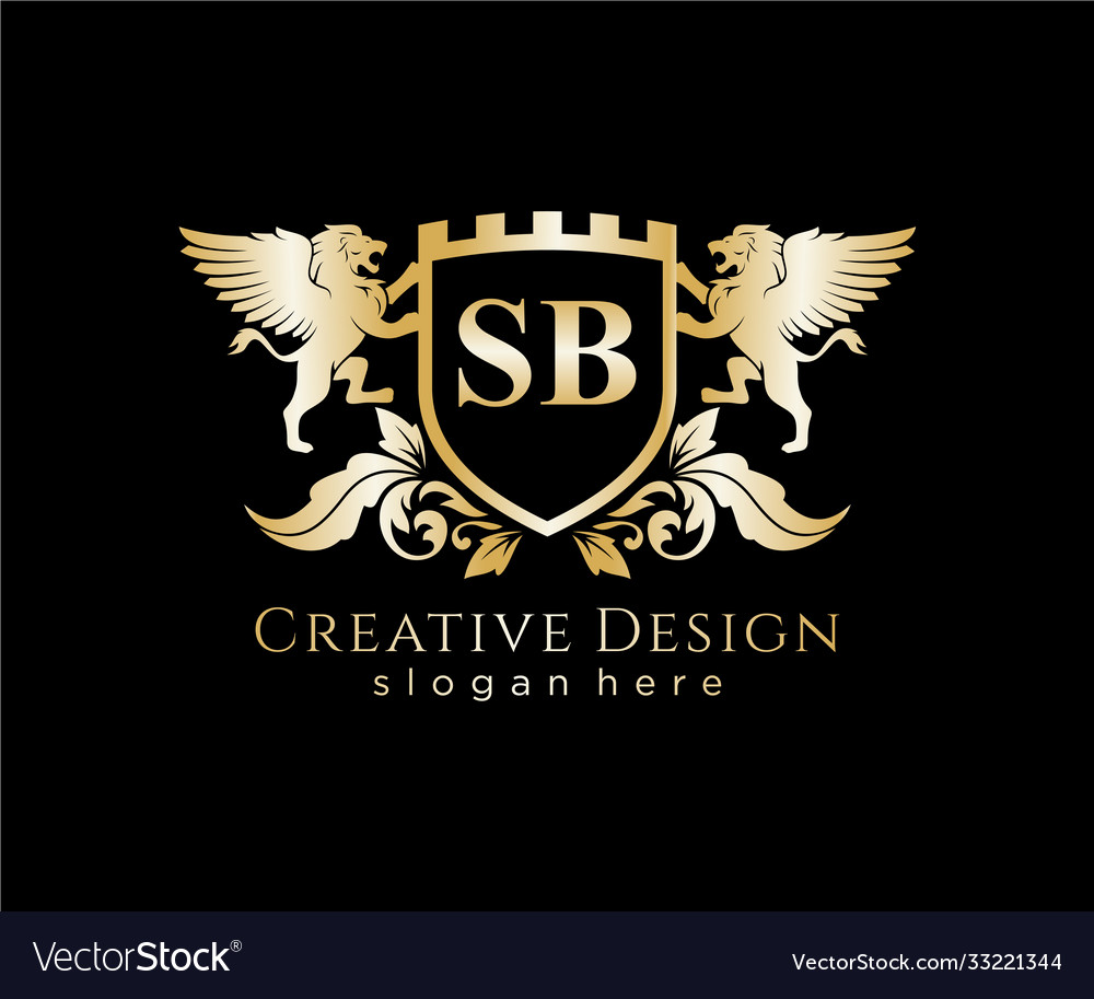 Sb letter initial with lion royal logo template Vector Image