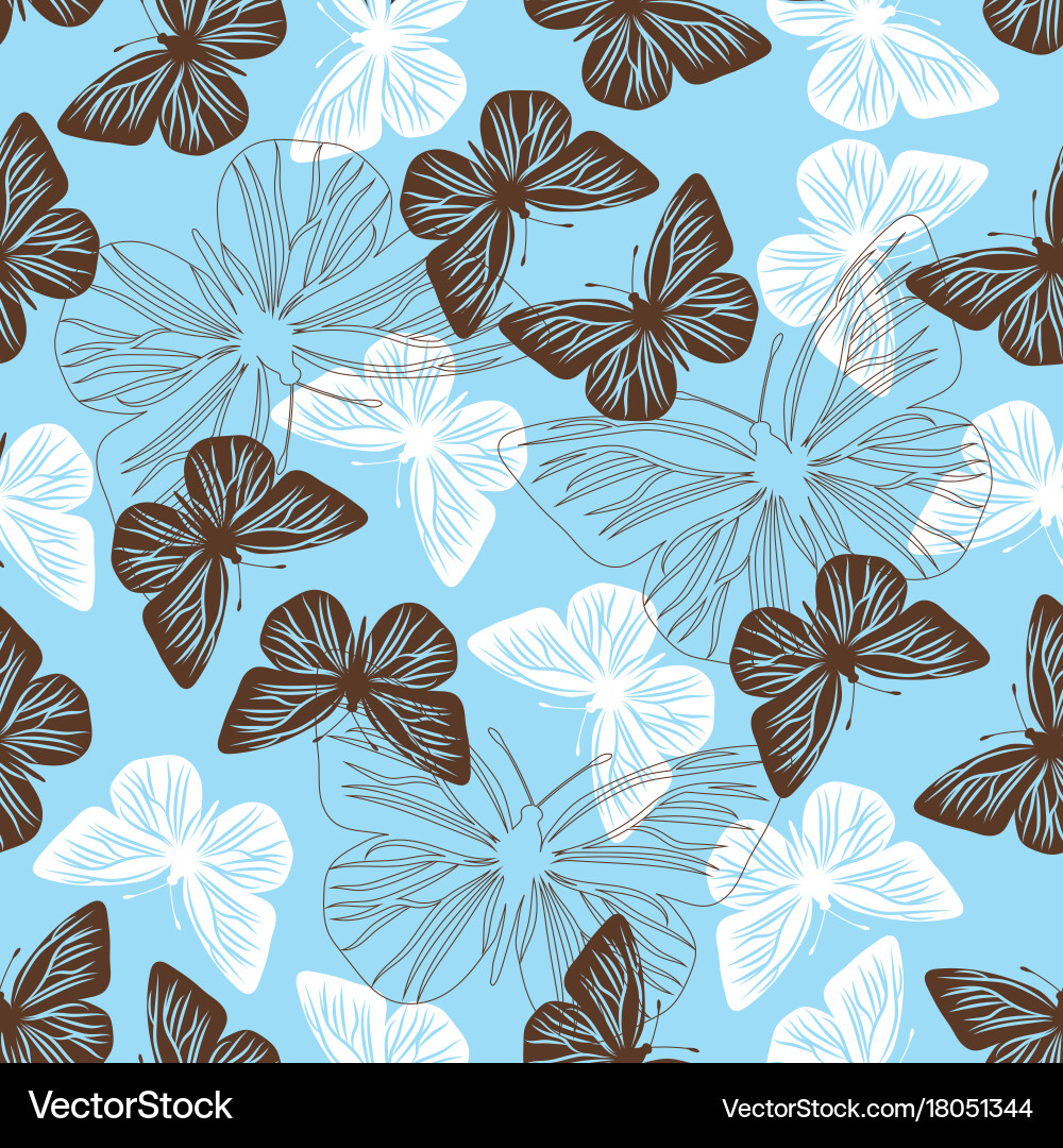 Seamless pattern with butterflies Royalty Free Vector Image
