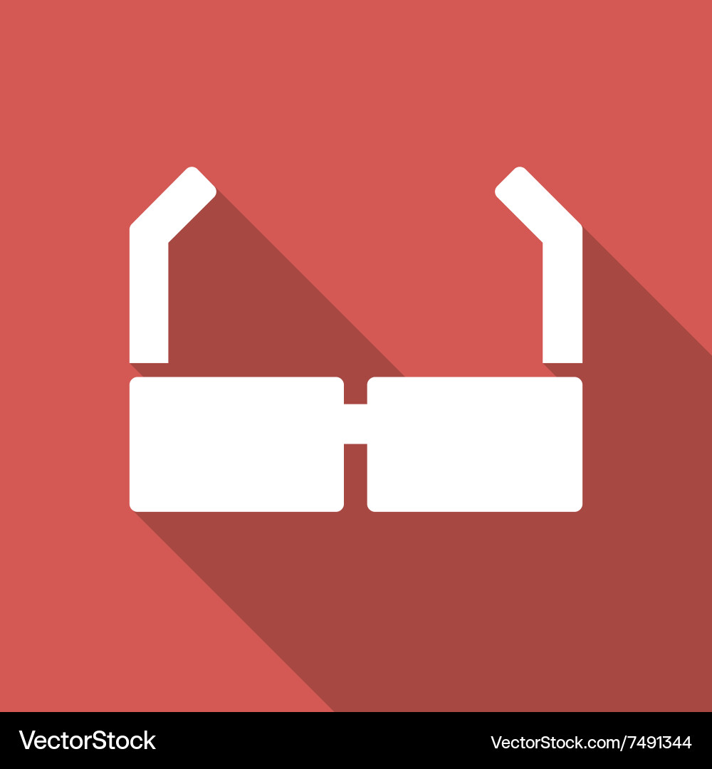 Spectacles flat square icon with long shadow Vector Image