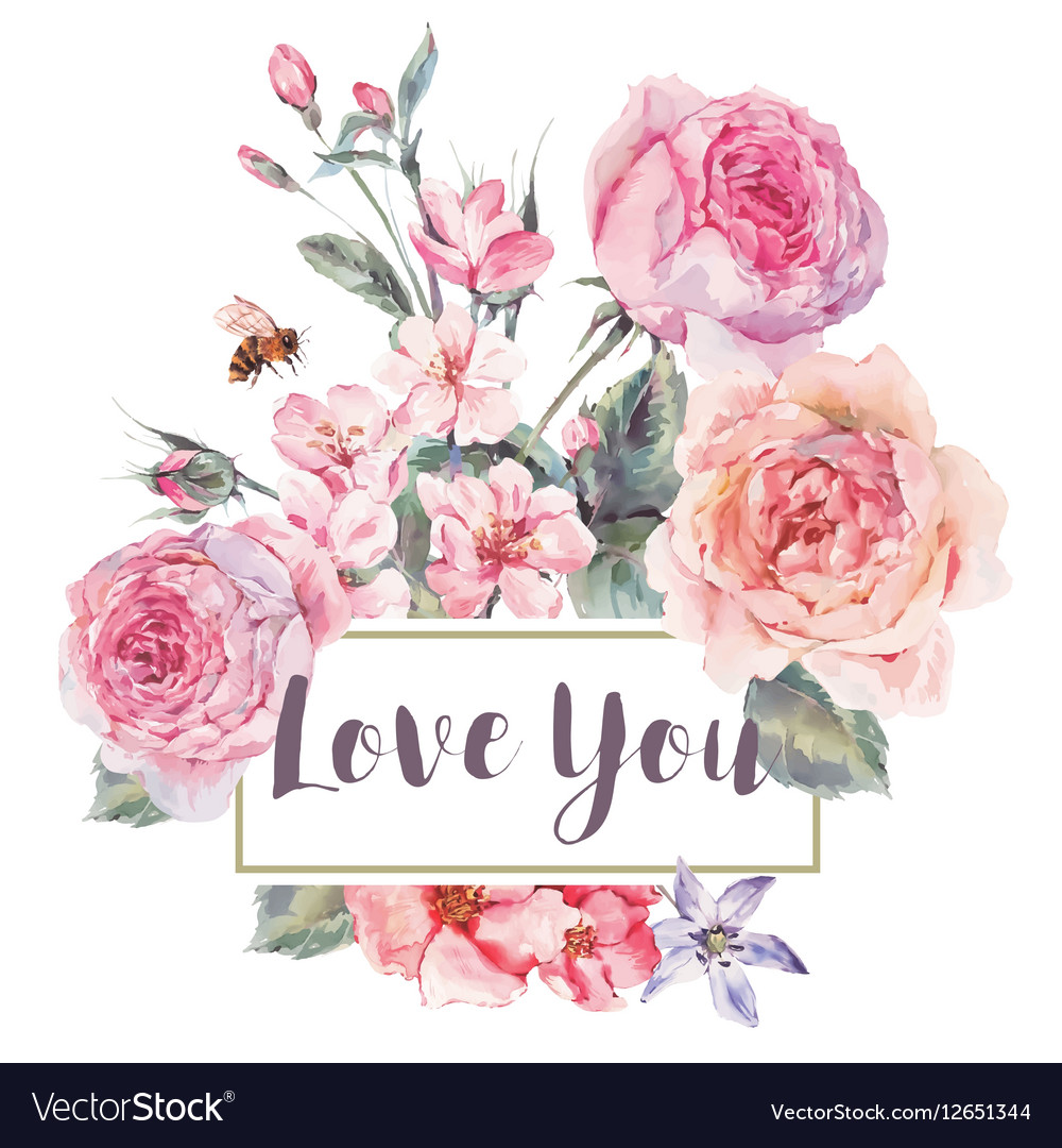 Spring vintage floral greeting card