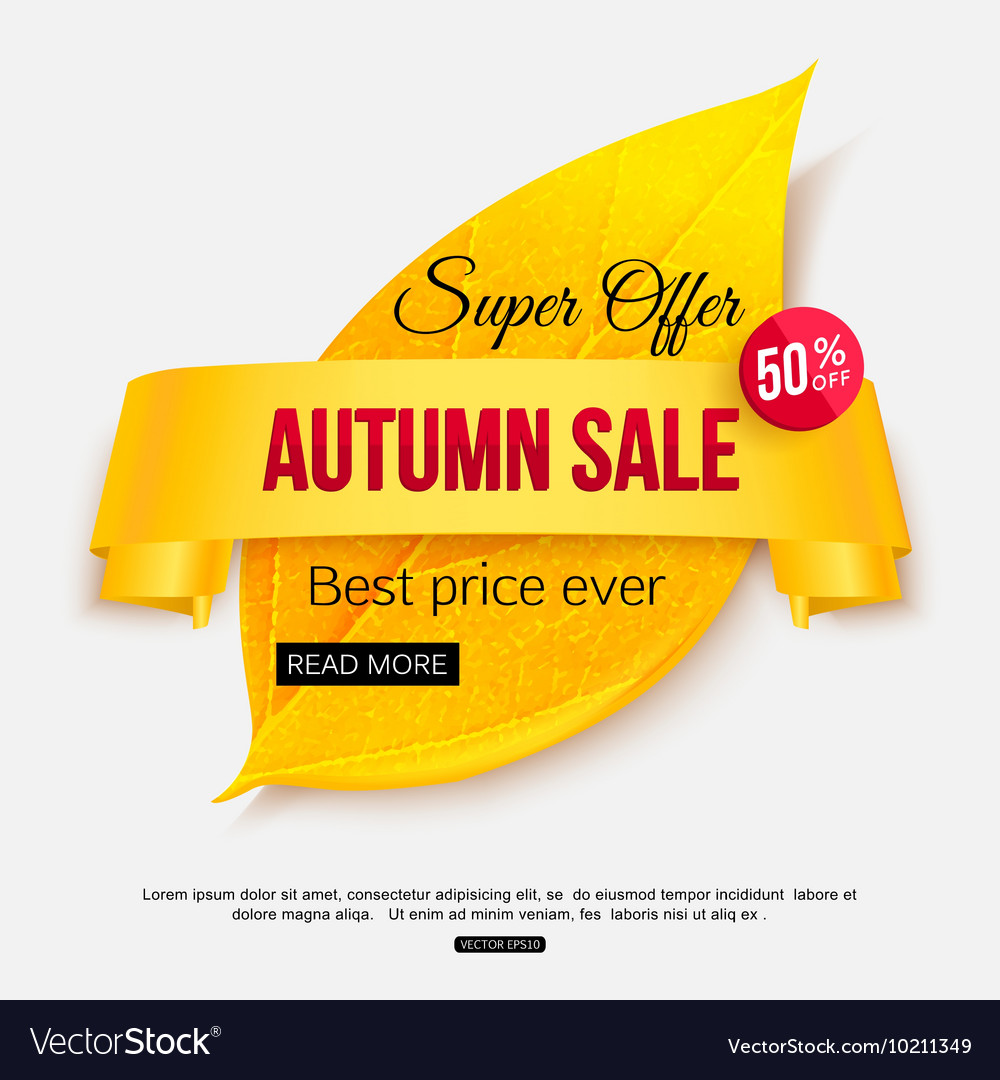 Autumn Sale Banner Isolated On White Background Vector Image