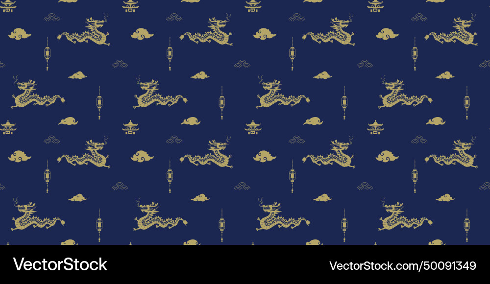 Chinese dragon seamless pattern Royalty Free Vector Image