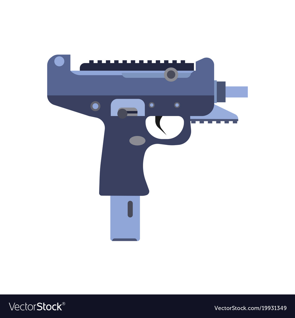 Gun submachine weapon rifle automatic military Vector Image