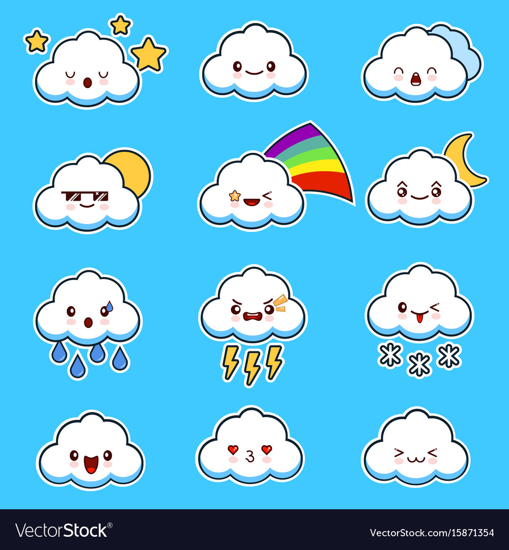 emoji-clouds-cute-smily-clouds-with-faces-vector-image