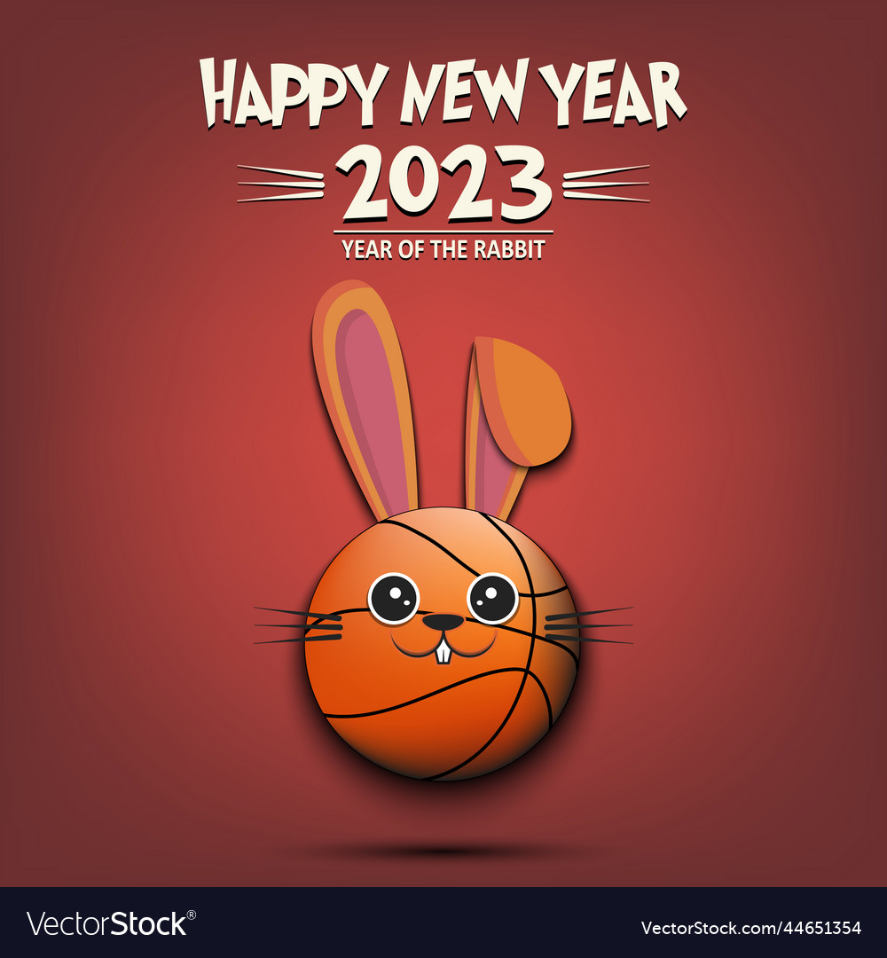 New year basketball ball in the form of rabbit Vector Image