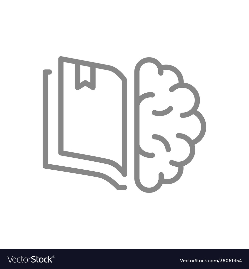 Open book with brain line icon encyclopedia Vector Image