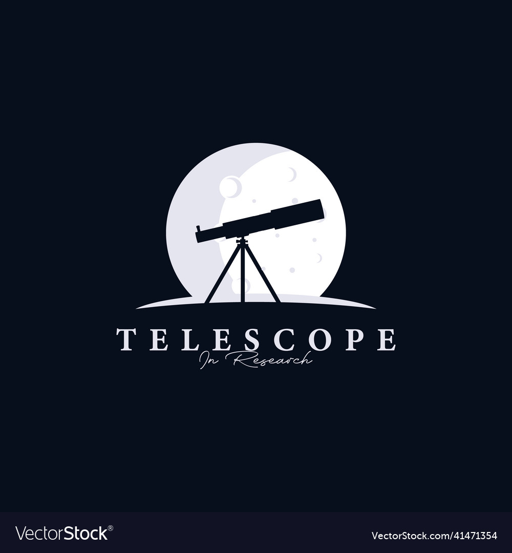 Silhouette abstract telescope and moon logo