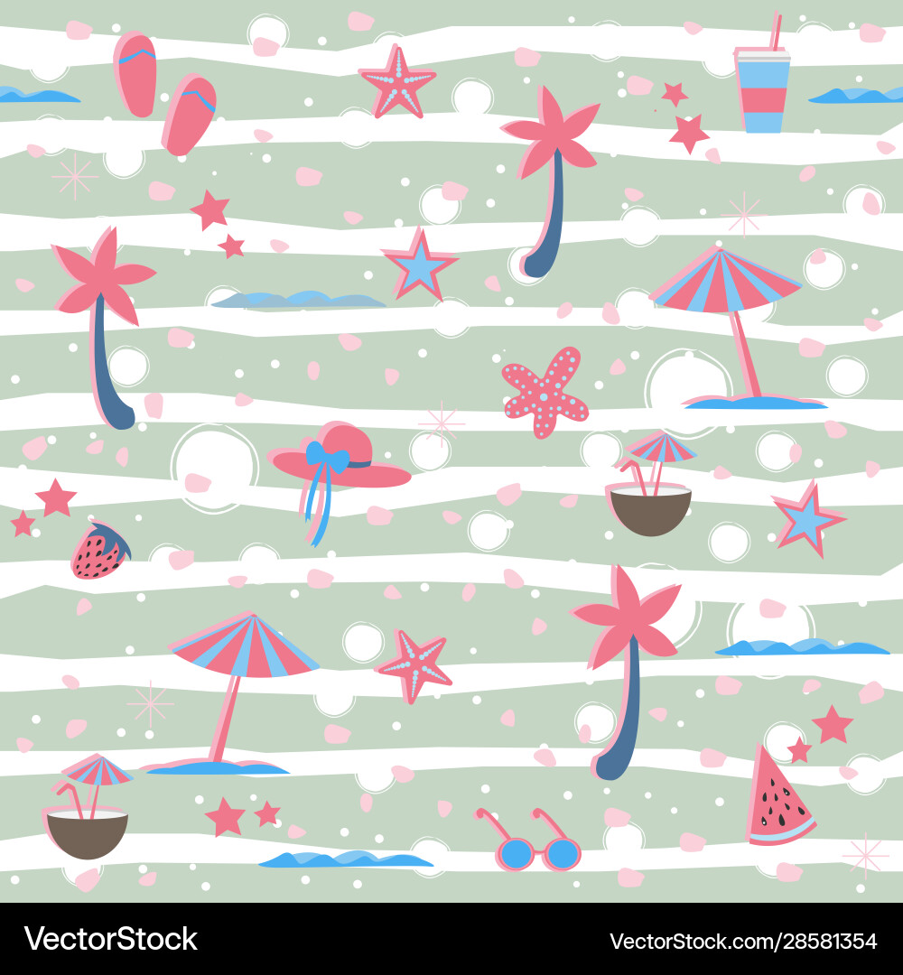 Summer seamless pattern stylized elements Vector Image