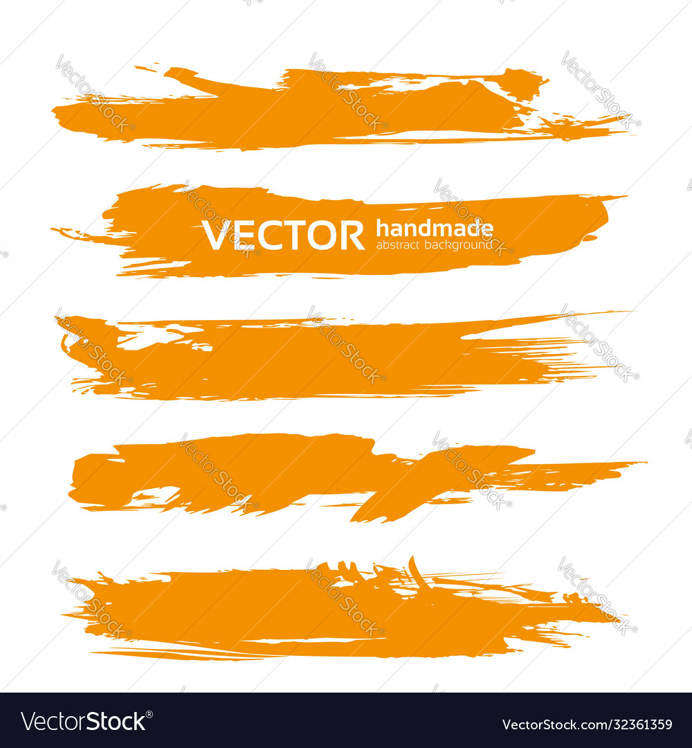 Big long textured orange abstract smears set Vector Image