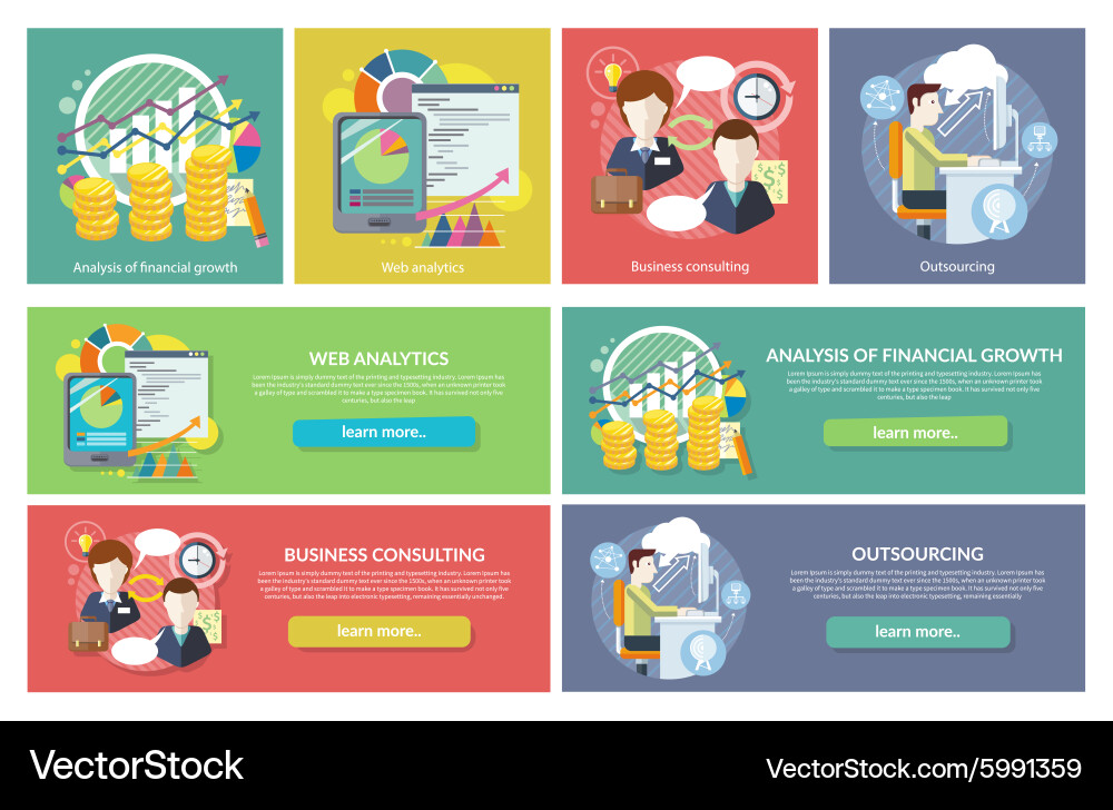 Concepts Web Analytics Consulting Outsourcing Vector Image