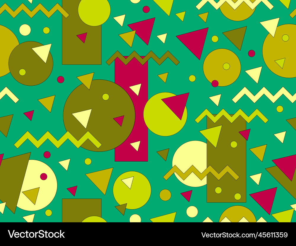 Geometric seamless pattern with memphis elements Vector Image