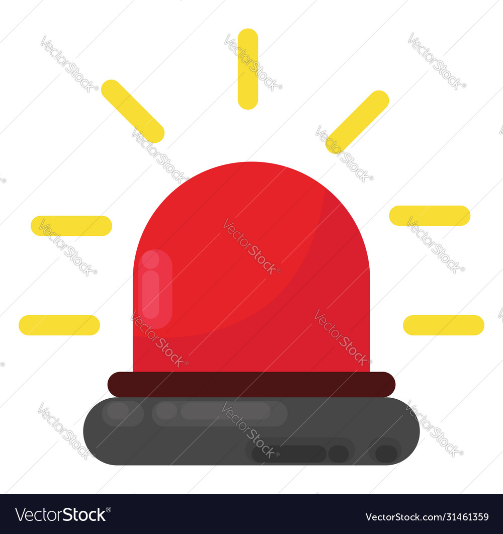 Red siren light on white background Royalty Free Vector