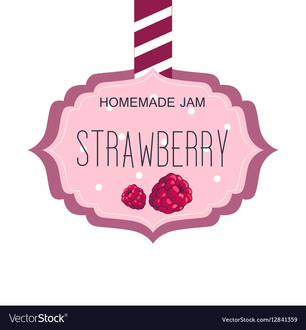 Sweet strawberry jam pink template label Vector Image