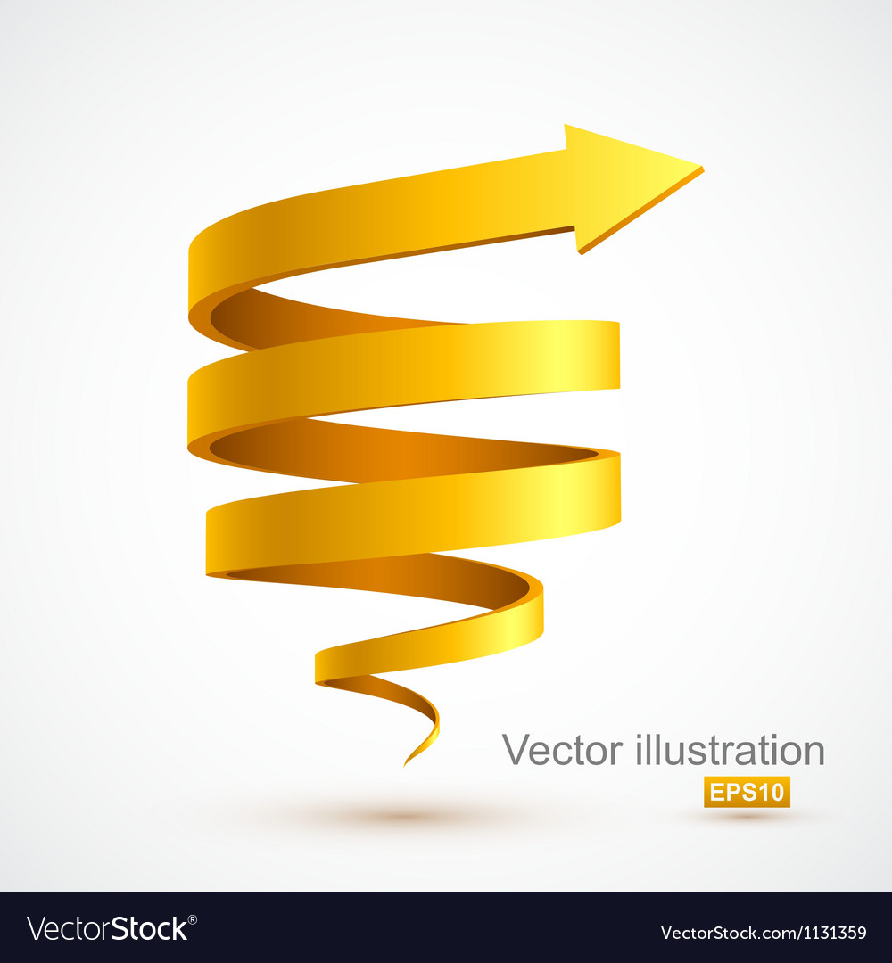 Yellow spiral arrow 3d Royalty Free Vector Image