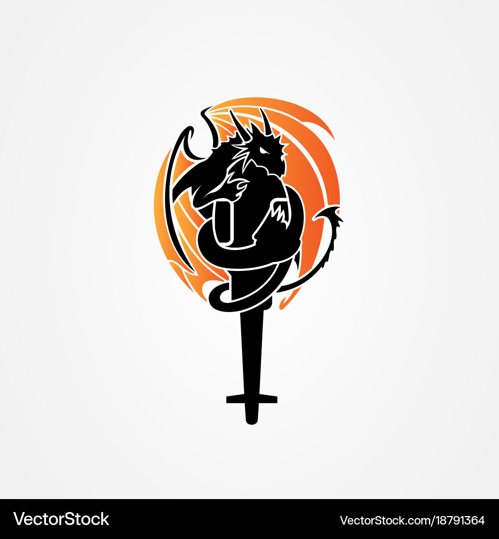 Dragon with fire wing Royalty Free Vector Image