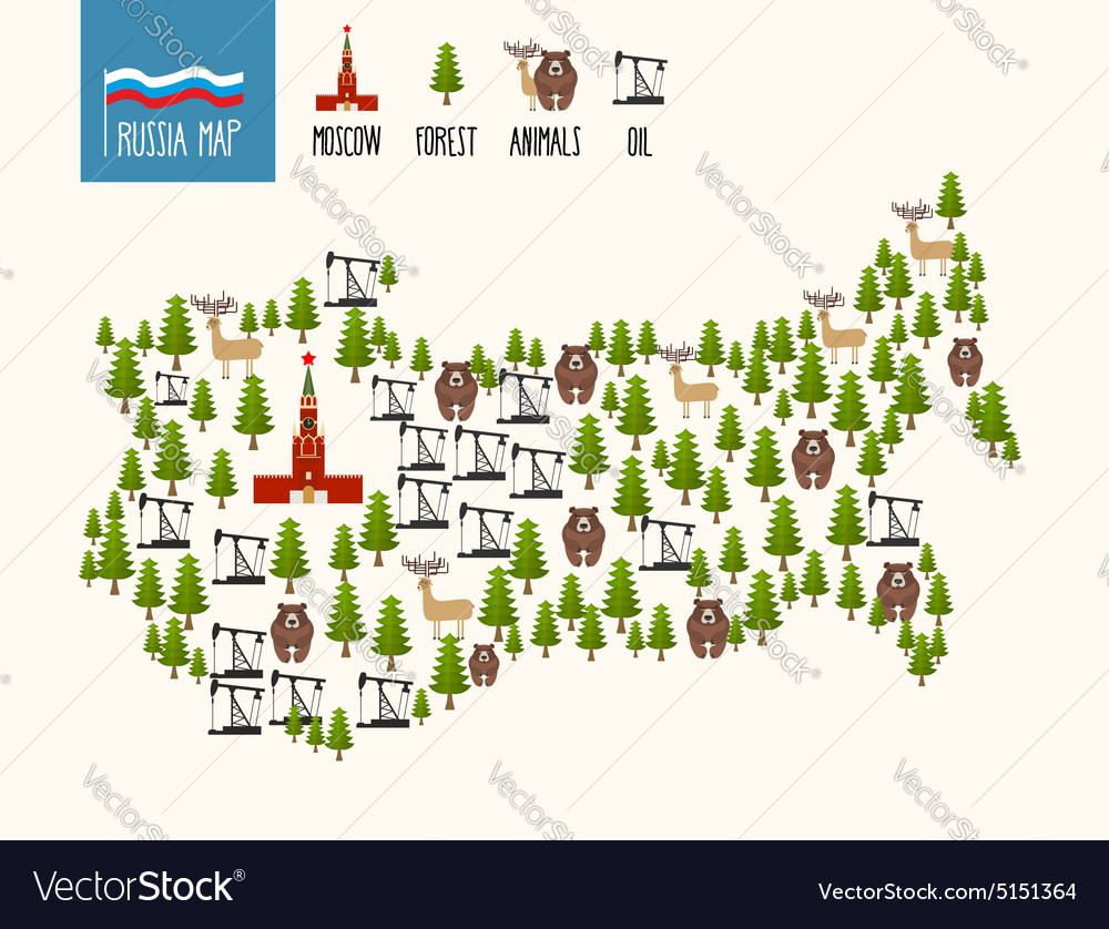 Russia map infographic of the russian federation