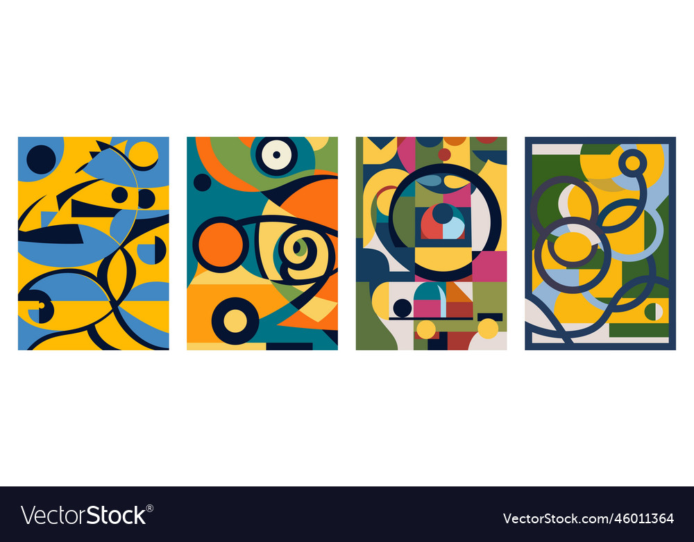 Set of creative geometric cards abstract geometry Vector Image