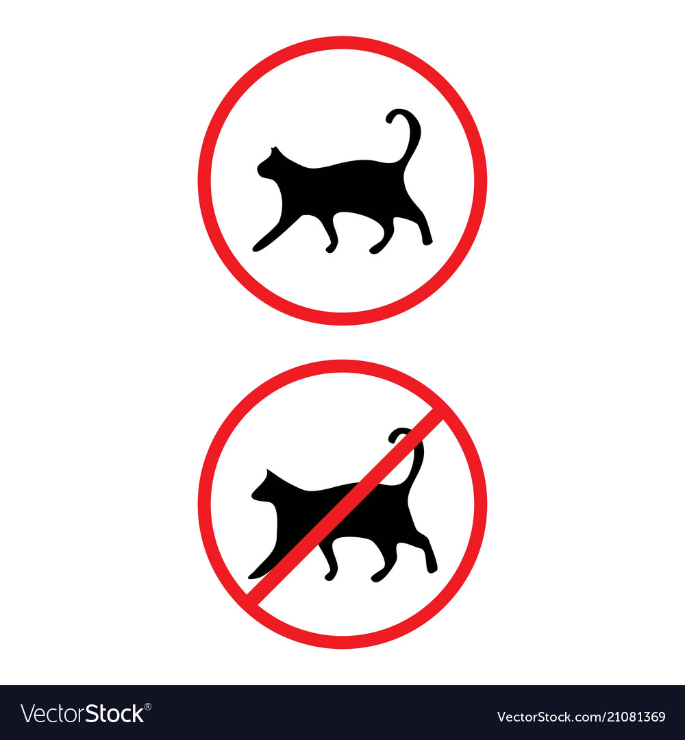 Allowed and prohibited cats signs isolated on back