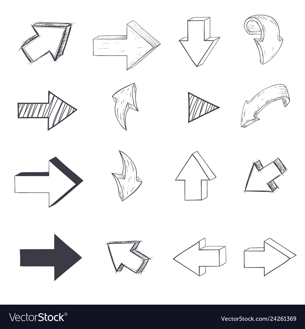 Arrows drawing icons set Royalty Free Vector Image