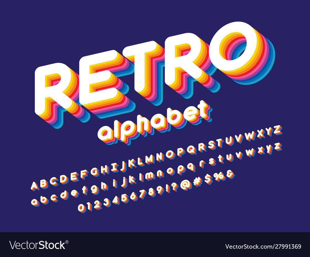 Colour font Royalty Free Vector Image - VectorStock