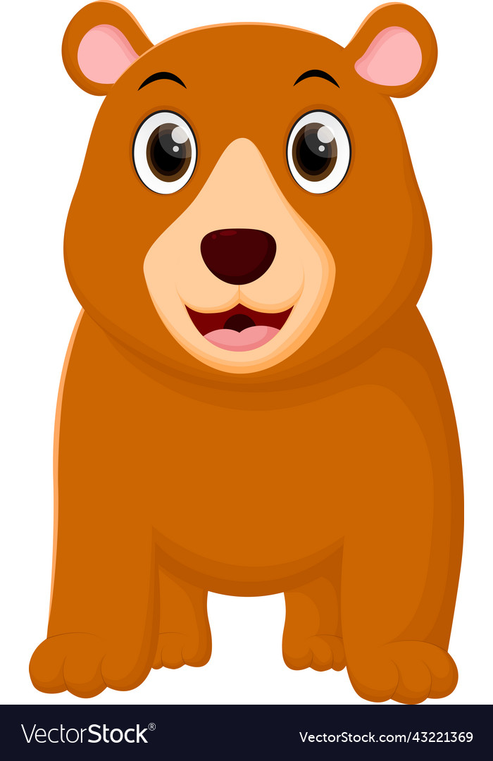 Cute Brown Bear Cartoon Isolated On White Vector Image