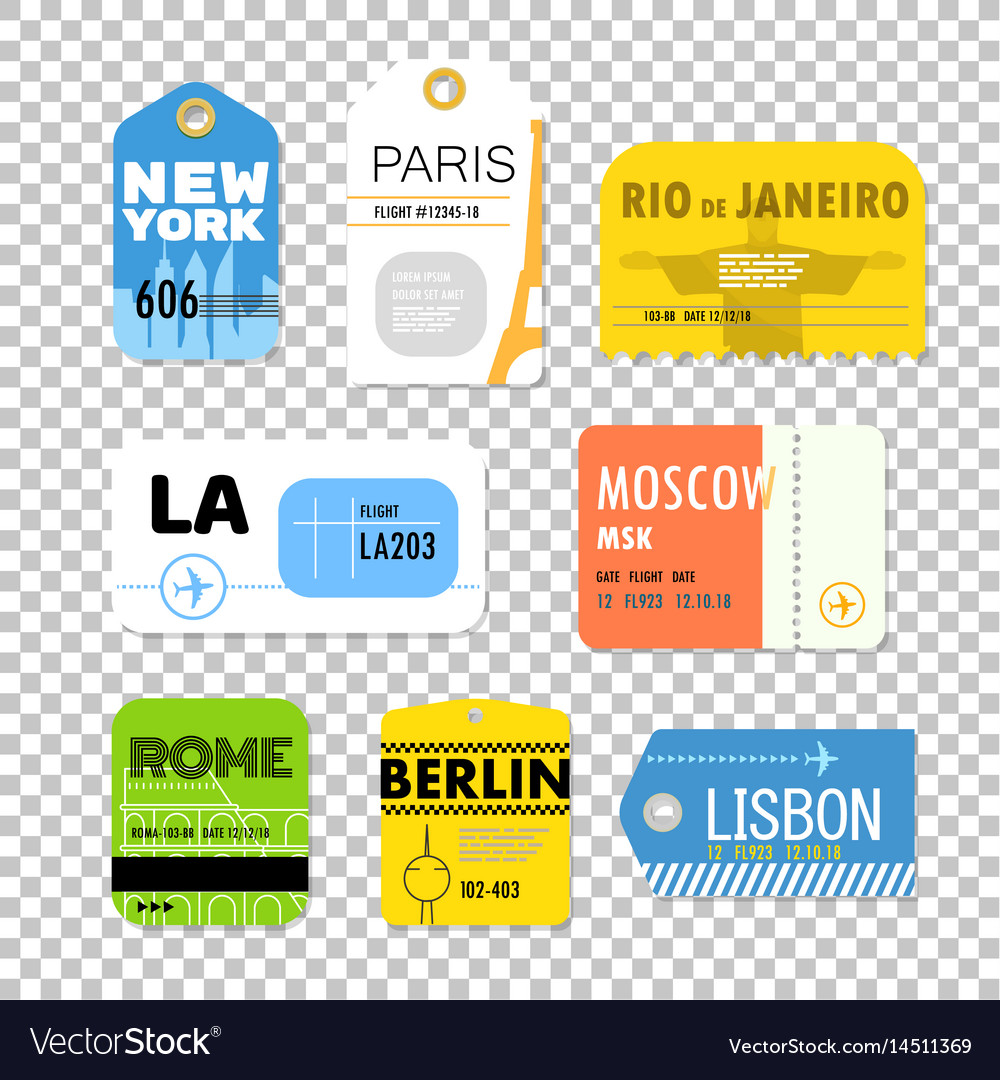 Different boarding pass collection flat design Vector Image