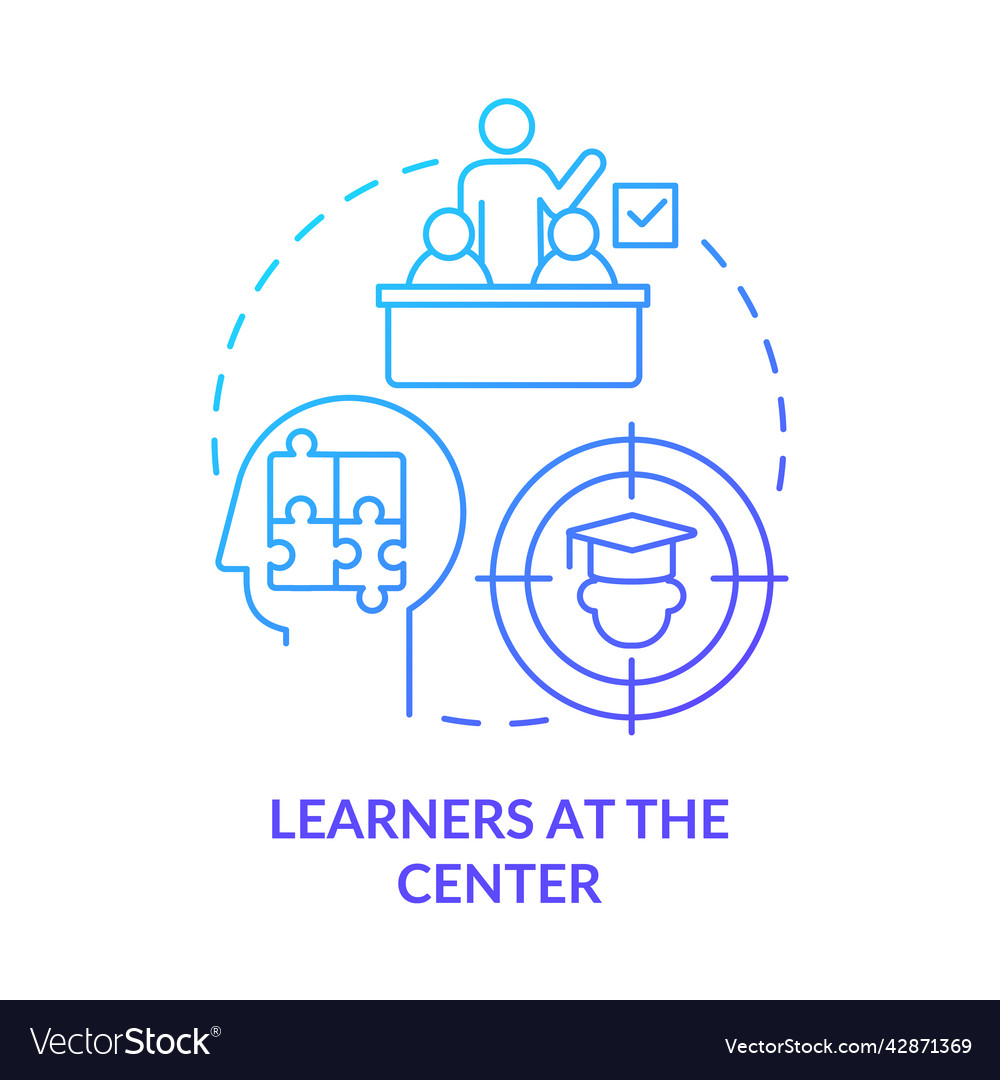 Learners At Center Blue Gradient Concept Icon Vector Image