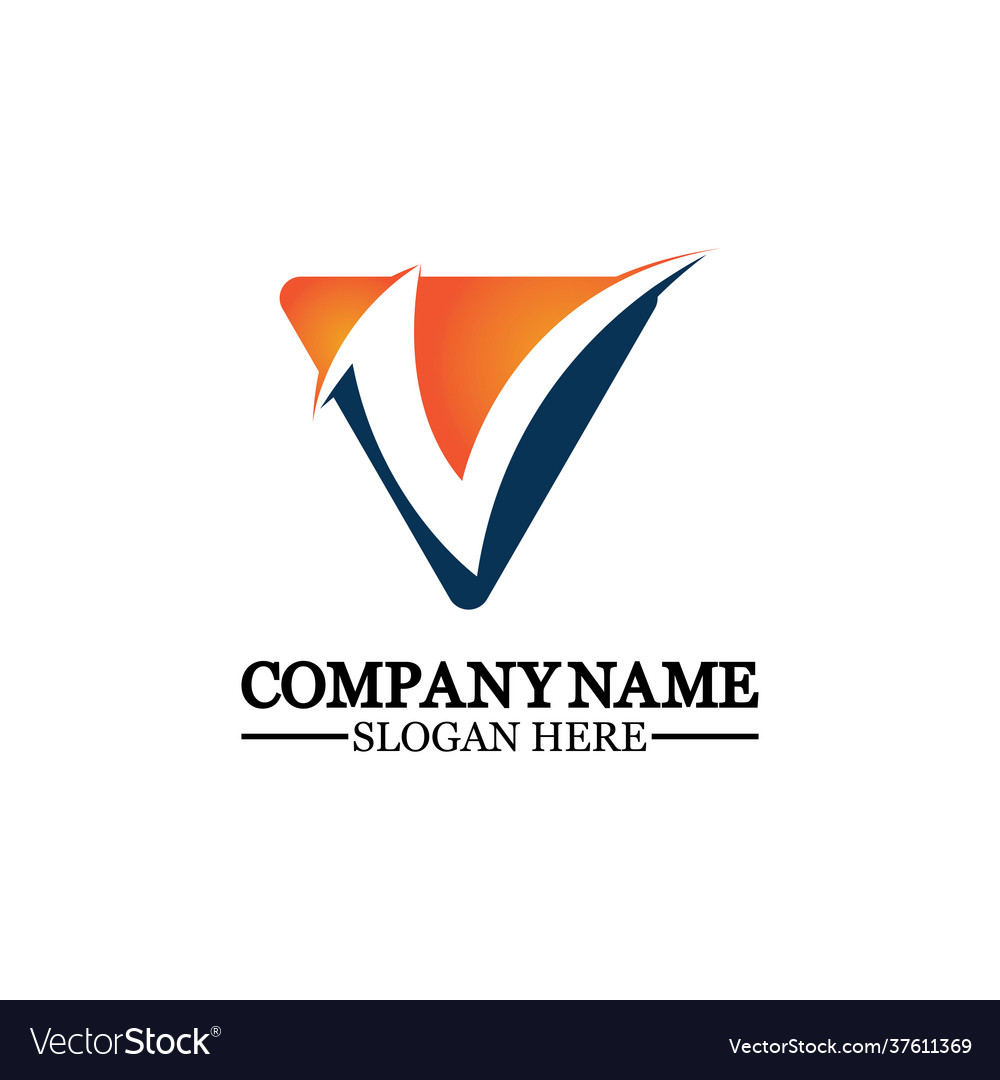 Letter v with check mark logo design creative Vector Image