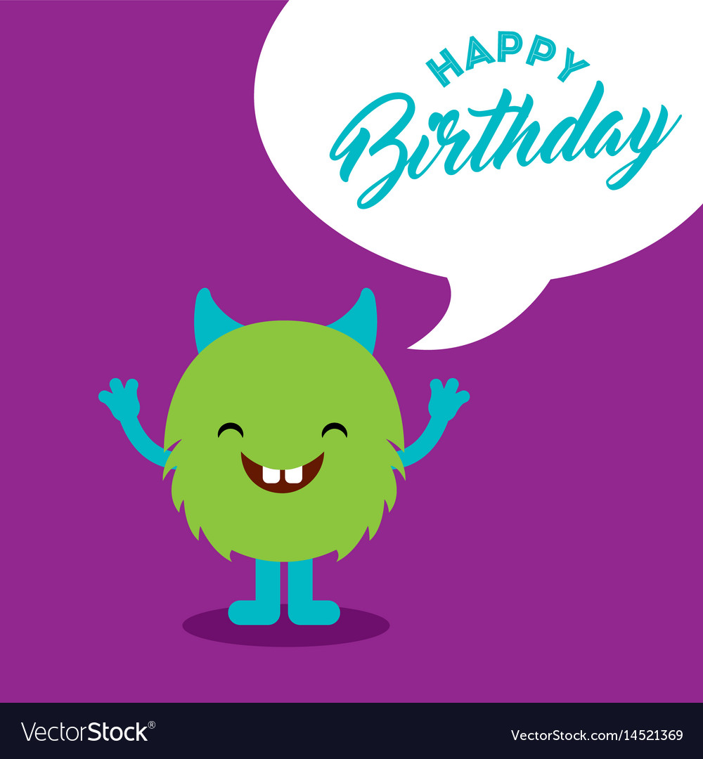 Monster characters in birthday party Royalty Free Vector