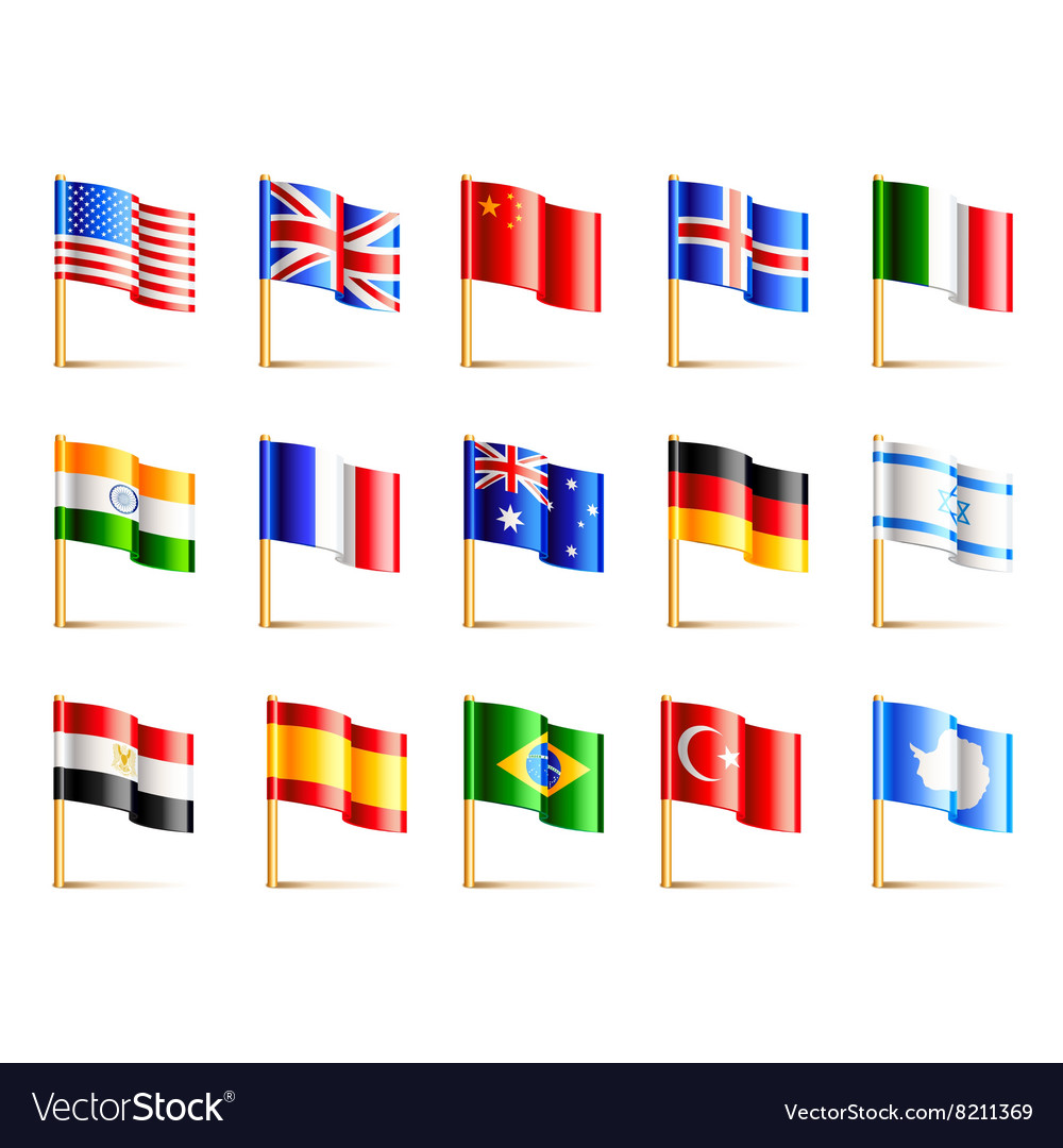 World countries flags icons set Royalty Free Vector Image