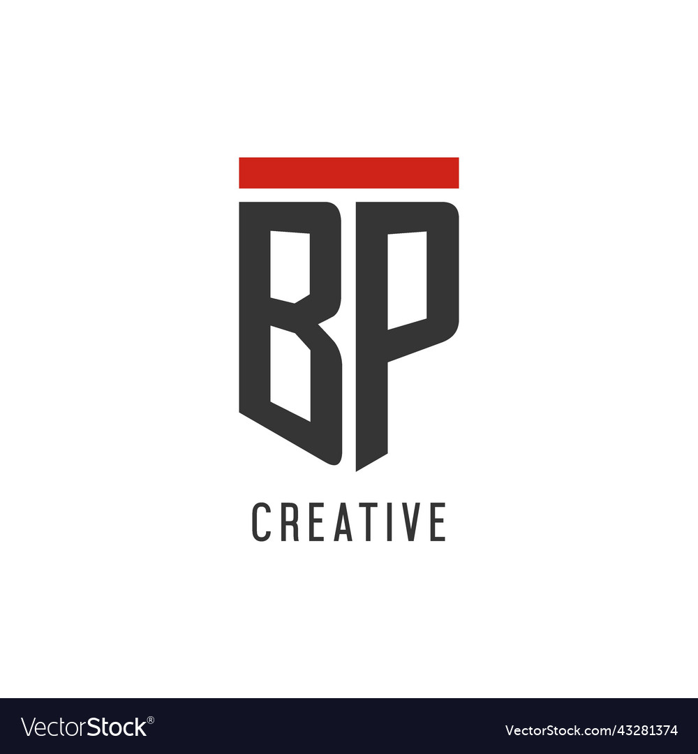 Bp initial esport logo with simple shield design Vector Image