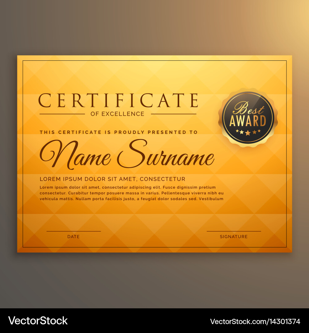 Certificate template design with golden pattern Vector Image