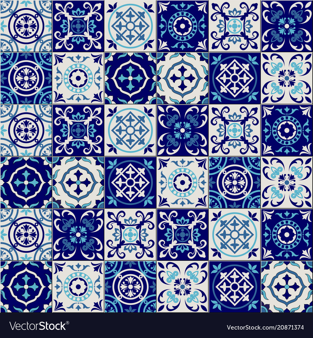 Gorgeous seamless pattern from dark blue and white