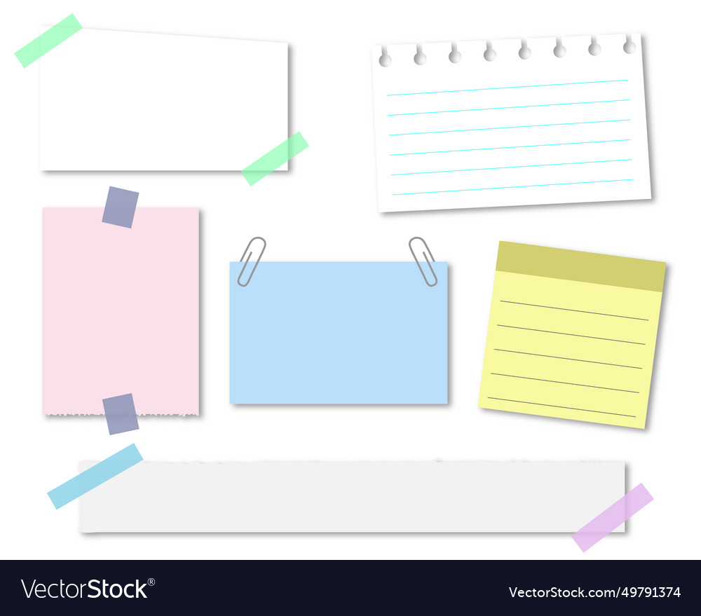 Paper notes collection stickers sticky sheets Vector Image