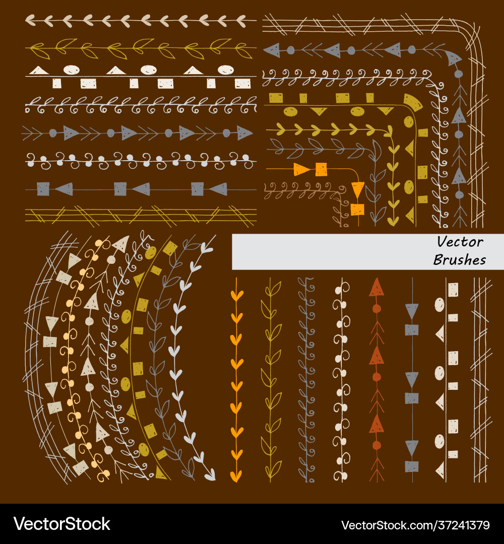 A set patterned brushes hand-painted graphics Vector Image