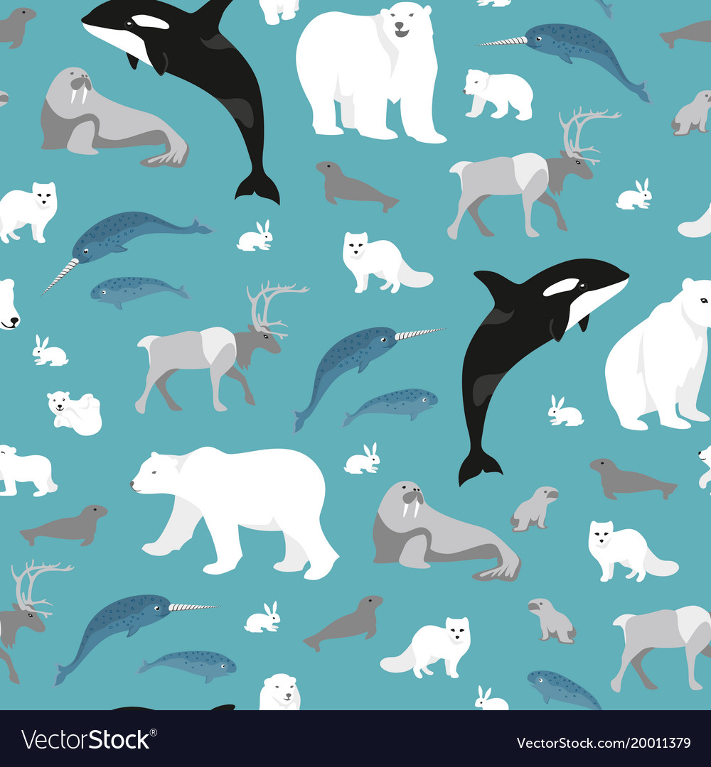 Arctic animals seamless repeating pattern Vector Image