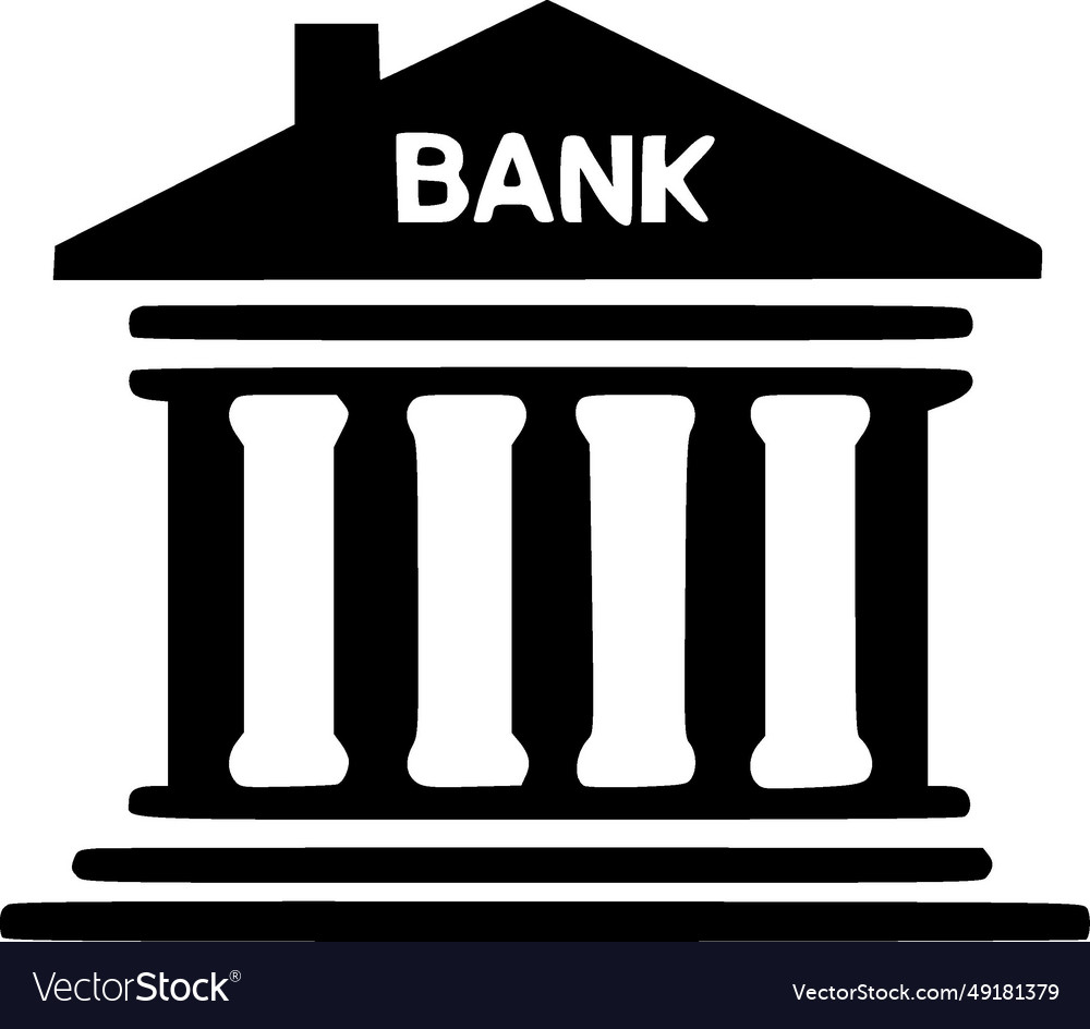 Bank - black and white isolated icon Royalty Free Vector